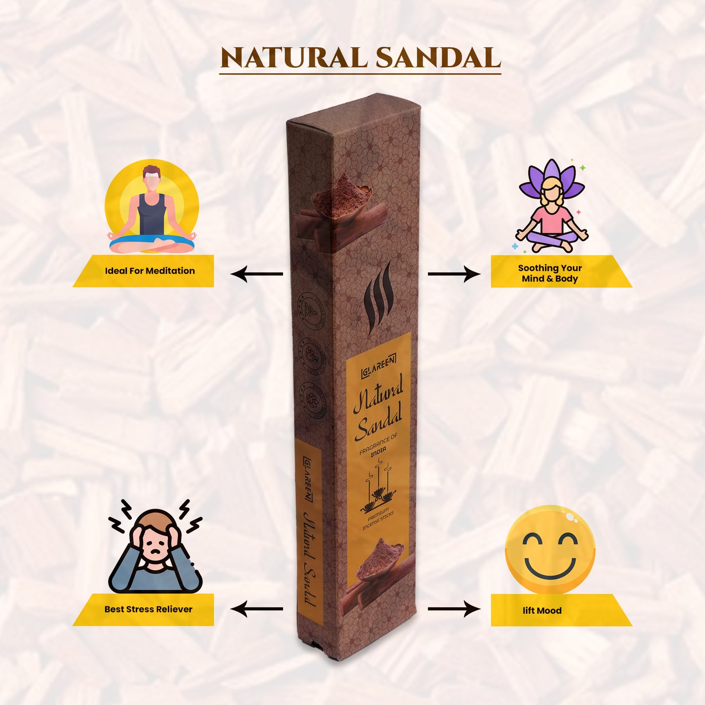 closeup of sandalwood (chandan) incense stick