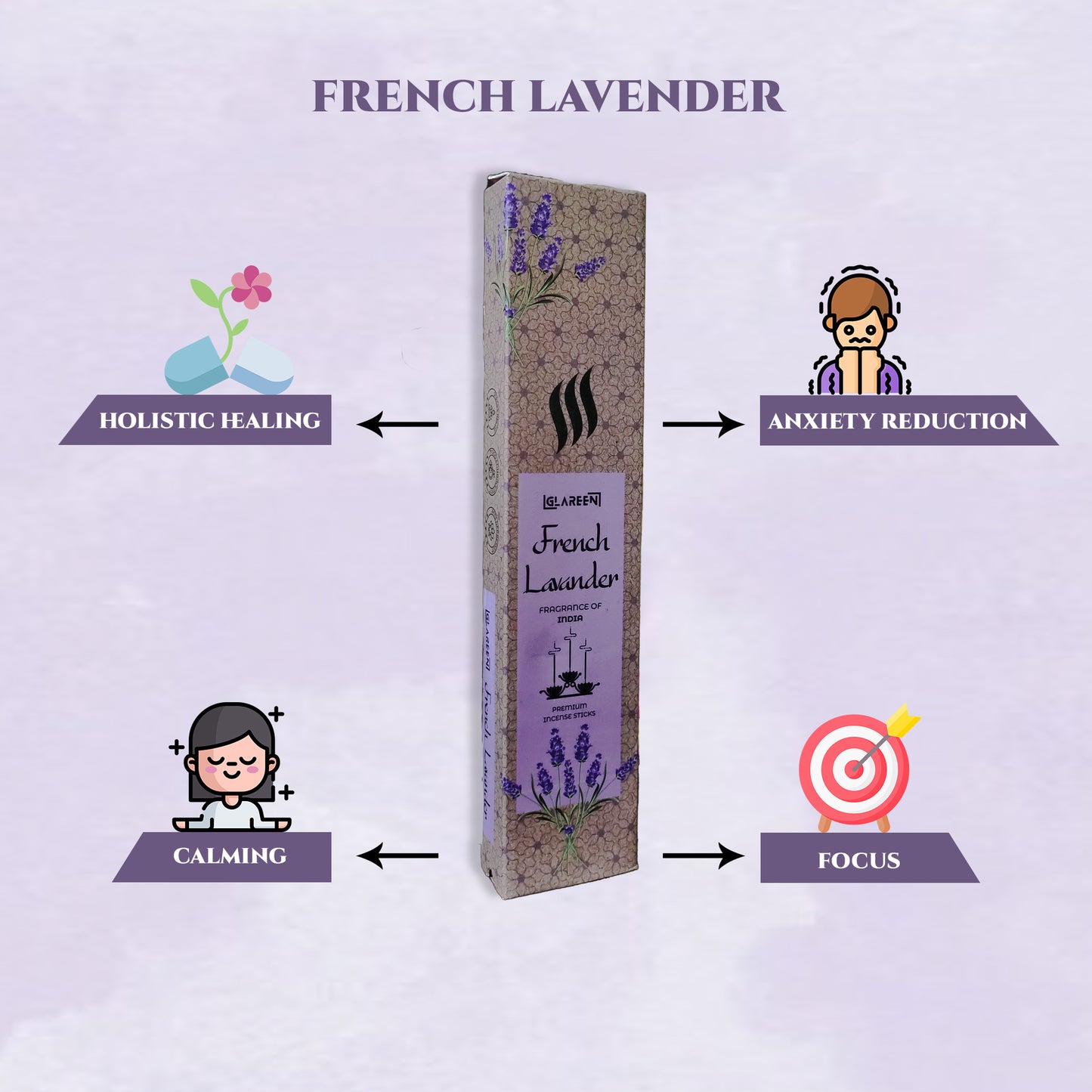 french lavender incense stick on wooden holder