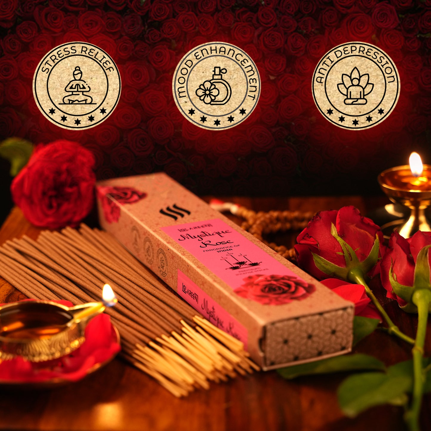 burning rose agarbatti stick long-lasting floral scent