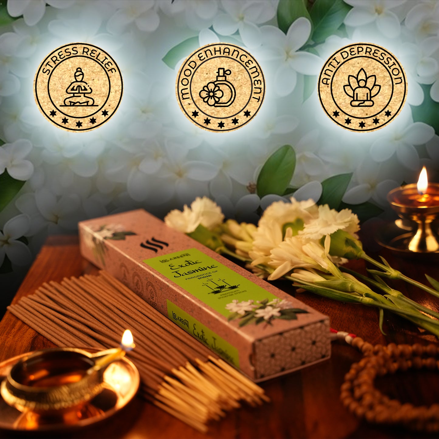 jasmine incense sticks creating a calming home ambiance