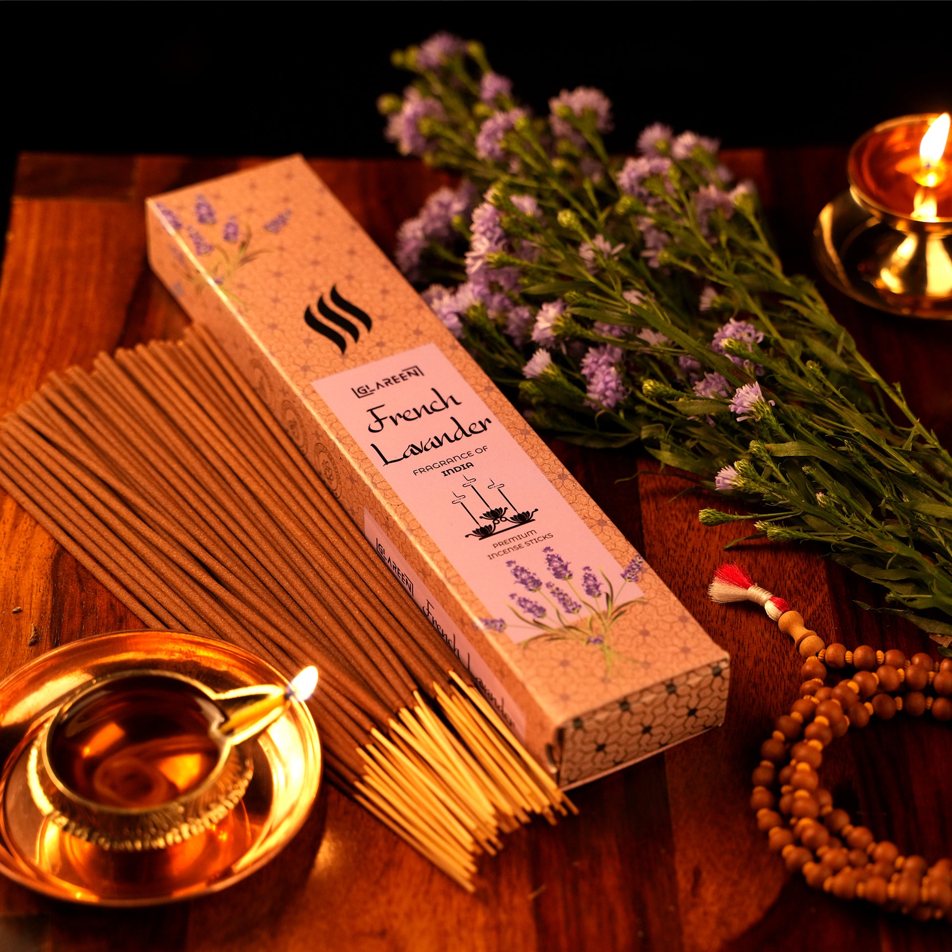 burning lavender incense stick agarbatti 
