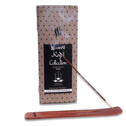 trio incense sticks burning in home meditation space