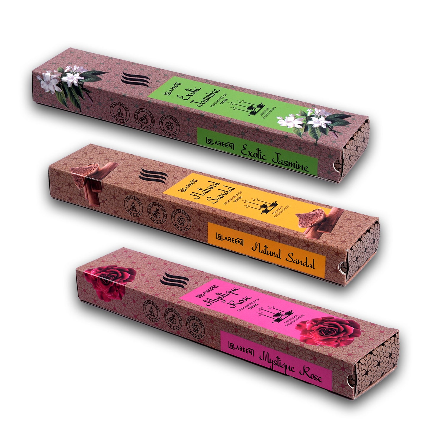  sensory bliss trio agarbatti pack of 150 rose sandal jasmine
